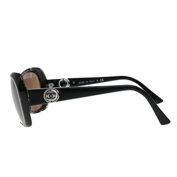 CHANEL CC Logo Sunglasses Eye Wear Plastic Black GHW 5148-A Italy 66RF645